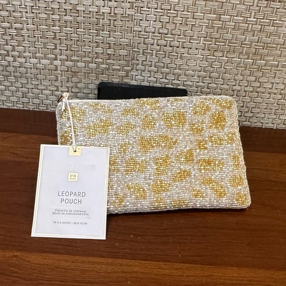 🌟HP🌟2019 Pottery Barn Teen Rachel Zoe Beaded Leopard Pouch - Picture 1 of 12
